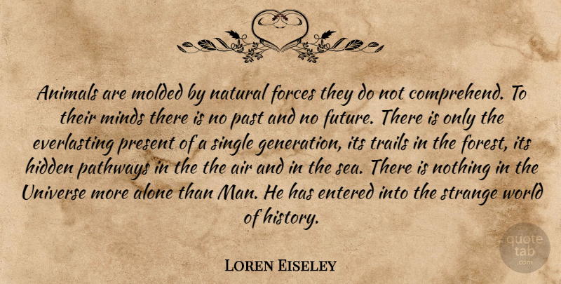 Loren Eiseley Quote About Animal, Past, Men: Animals Are Molded By Natural...