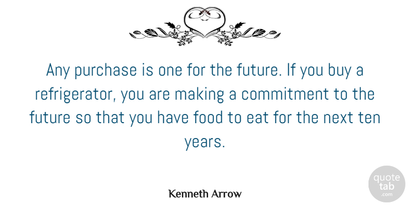 Kenneth Arrow Quote About Buy, Eat, Food, Future, Next: Any Purchase Is One For...