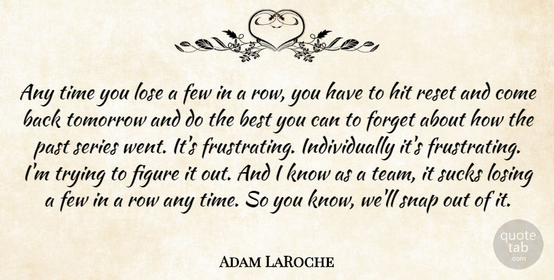 Adam LaRoche Quote About Team, Past, Trying: Any Time You Lose A...