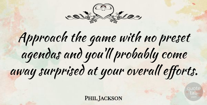 Phil Jackson Quote About Basketball, Sports, Games: Approach The Game With No...