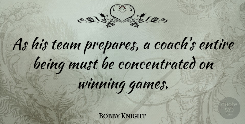 Bobby Knight Quote About Team, Winning, Games: As His Team Prepares A...