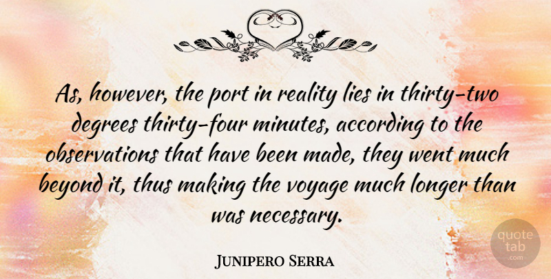 Junipero Serra Quote About Lying, Reality, Two: As However The Port In...