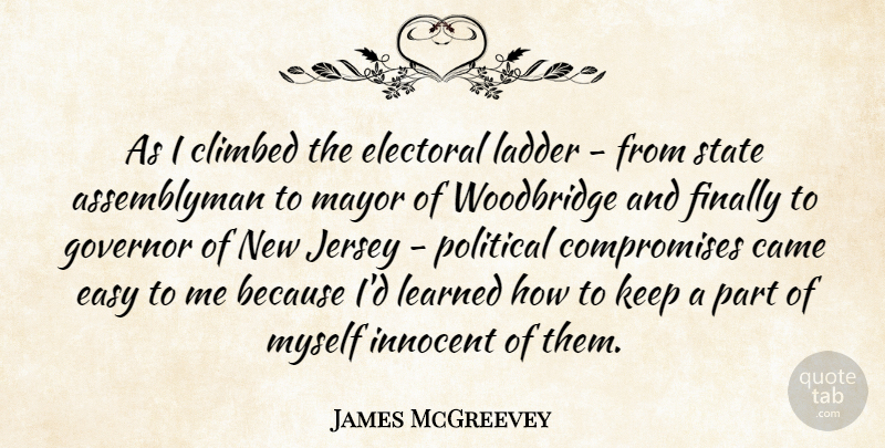 James McGreevey Quote About Political, Ladders, Jersey: As I Climbed The Electoral...
