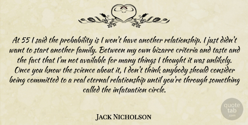 Jack Nicholson Quote About Real, Thinking, Circles: At 55 I Said The...