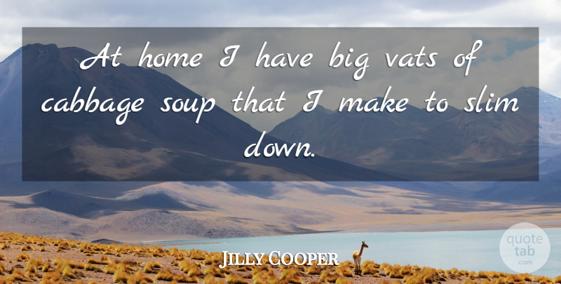 Jilly Cooper Quote About Home, Soup, Cabbage: At Home I Have Big...