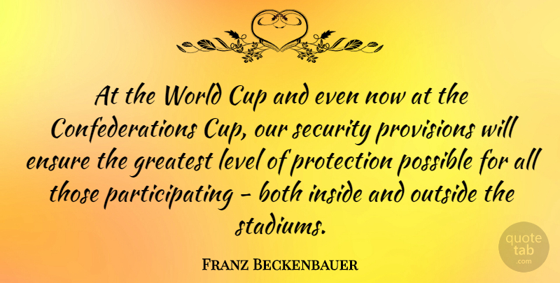 Franz Beckenbauer Quote About World, Levels, Cups: At The World Cup And...
