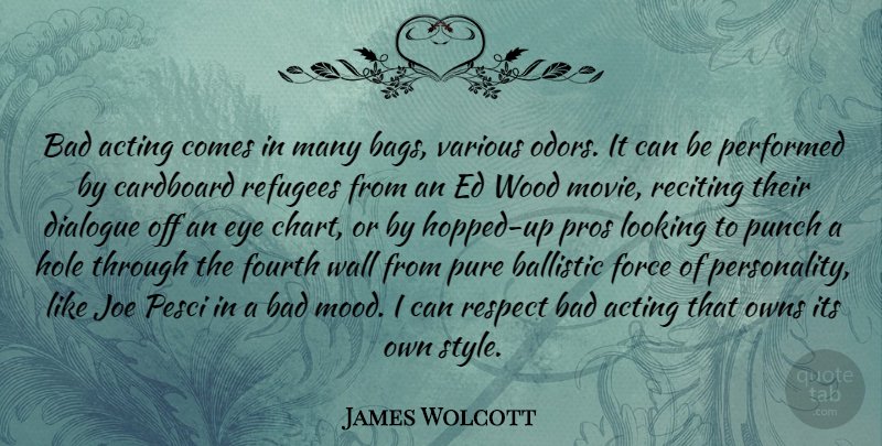 James Wolcott Quote About Wall, Eye, Personality: Bad Acting Comes In Many...