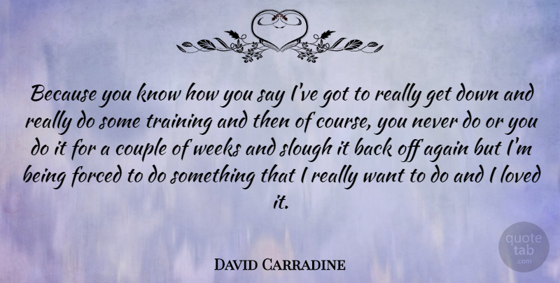 David Carradine Quote About Couple, Training, Want: Because You Know How You...