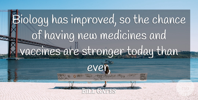 Bill Gates Quote About Biology, Chance, Medicines, Stronger, Today: Biology Has Improved So The...