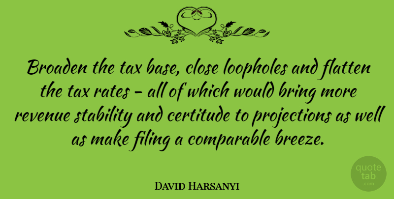 David Harsanyi Quote About Broaden, Certitude, Close, Comparable, Filing: Broaden The Tax Base Close...