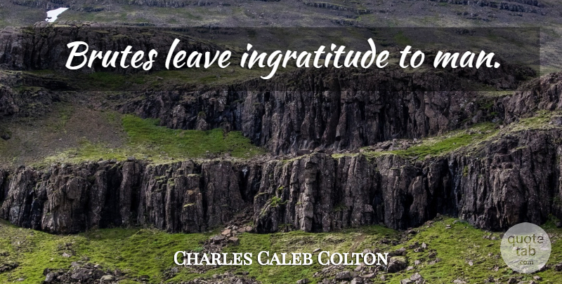 Charles Caleb Colton Quote About Men, Brutes, Ingratitude: Brutes Leave Ingratitude To Man...