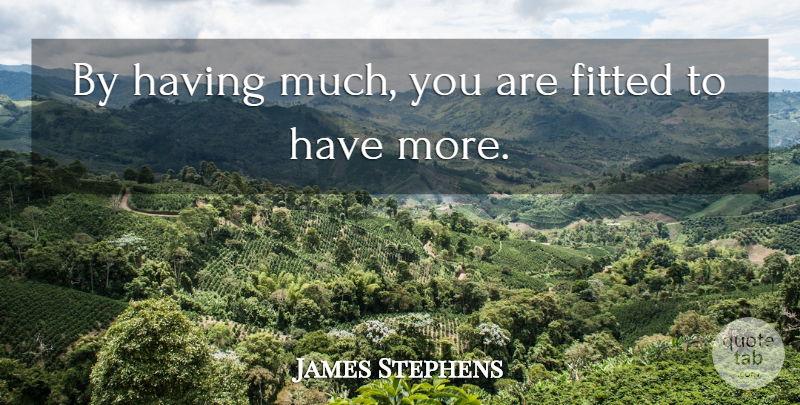 James Stephens Quote About undefined: By Having Much You Are...