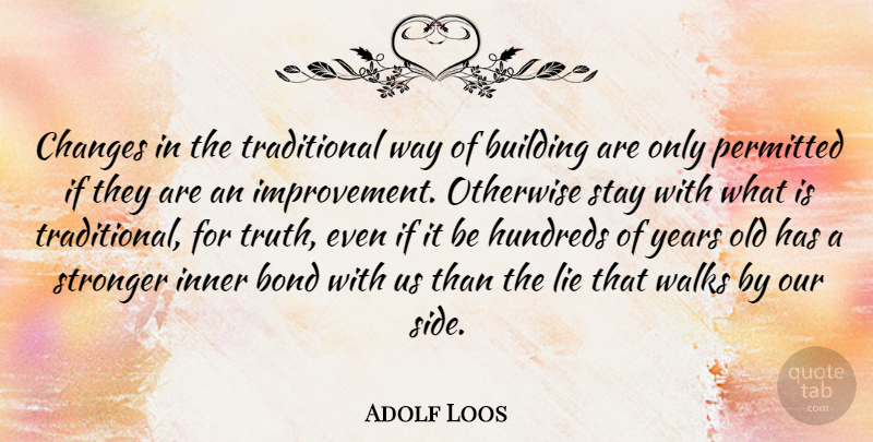 Adolf Loos Quote About Lying, Years, Stronger: Changes In The Traditional Way...