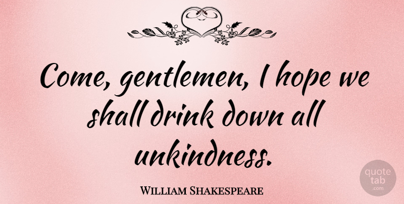William Shakespeare Quote About Inspirational, Hope, New Year: Come Gentlemen I Hope We...