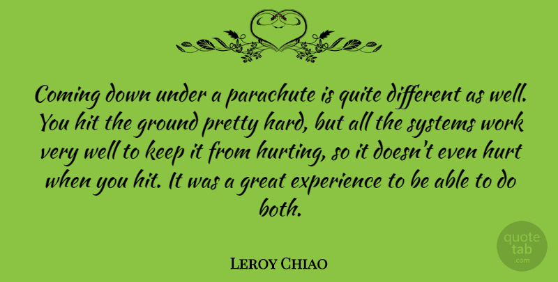 Leroy Chiao Quote About Hurt, Able, Different: Coming Down Under A Parachute...