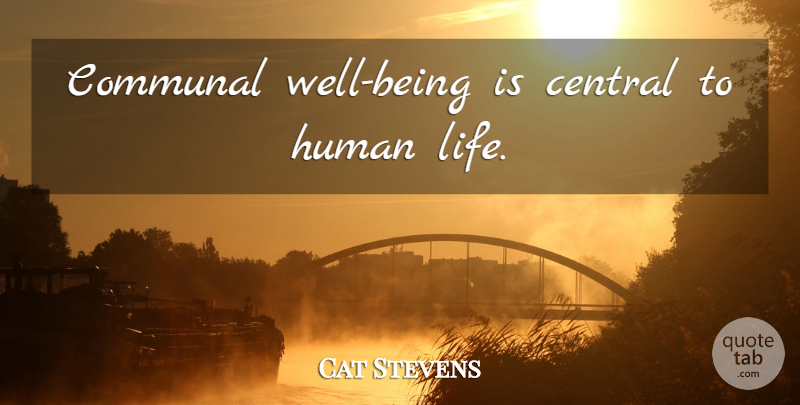 Cat Stevens Quote About Human Life, Well Being, Wells: Communal Well Being Is Central...