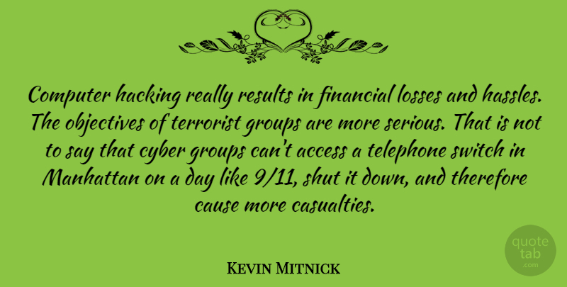 Kevin Mitnick Quote About Loss, Manhattan, Down And: Computer Hacking Really Results In...