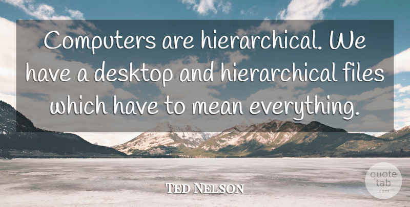 Ted Nelson Quote About Mean, Computer, Desktop: Computers Are Hierarchical We Have...