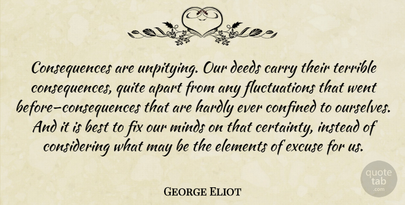 George Eliot Quote About Integrity, Mind, Elements: Consequences Are Unpitying Our Deeds...