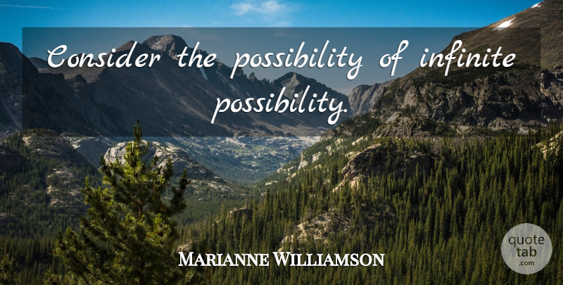 Marianne Williamson Quote About Infinite, Possibility, Infinite Possibilities: Consider The Possibility Of Infinite...