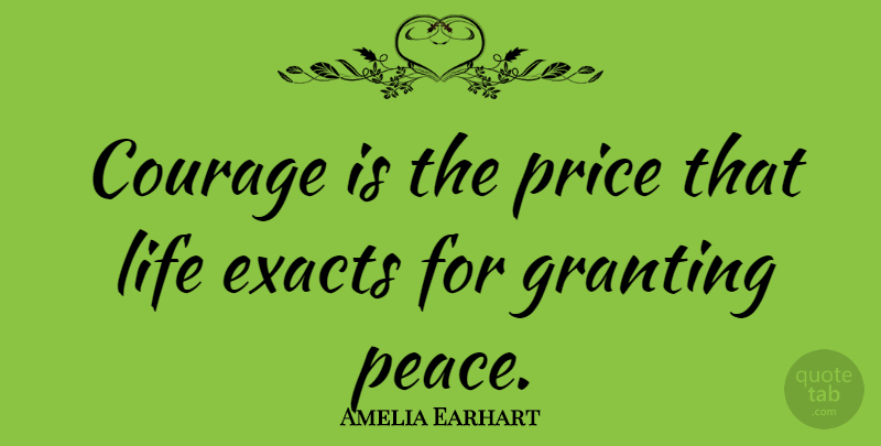Amelia Earhart Quote About Inspirational, Life, Success: Courage Is The Price That...