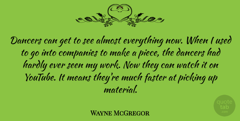 Wayne McGregor Quote About Mean, Dancer, Watches: Dancers Can Get To See...