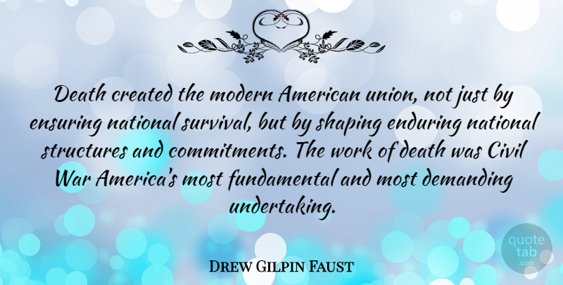 Drew Gilpin Faust Quote About Civil, Created, Death, Demanding, Enduring: Death Created The Modern American...