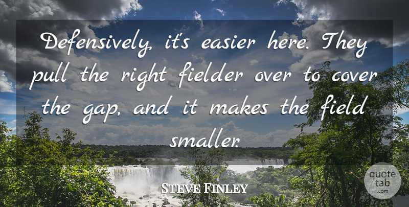 Steve Finley Quote About Cover, Easier, Field, Pull: Defensively Its Easier Here They...