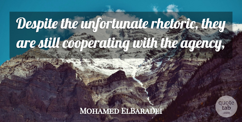 Mohamed ElBaradei Quote About Despite: Despite The Unfortunate Rhetoric They...
