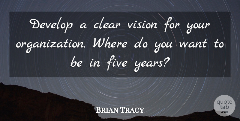 Brian Tracy Quote About Years, Organization, Vision: Develop A Clear Vision For...