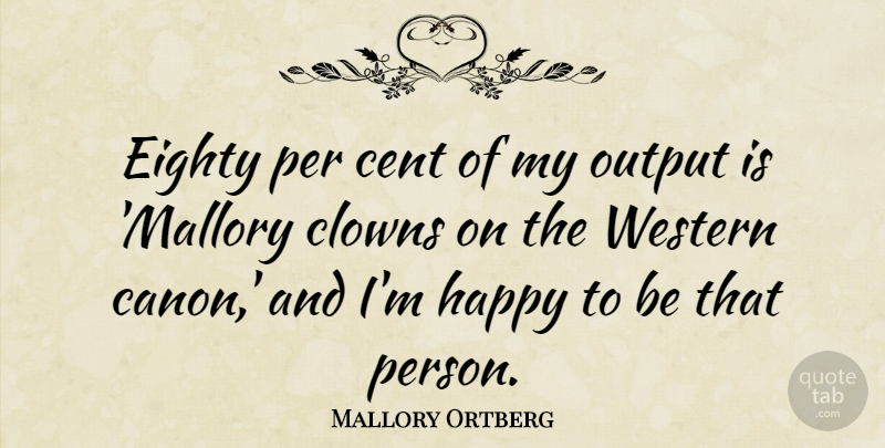 Mallory Ortberg Quote About Cent, Clowns, Eighty, Output, Per: Eighty Per Cent Of My...