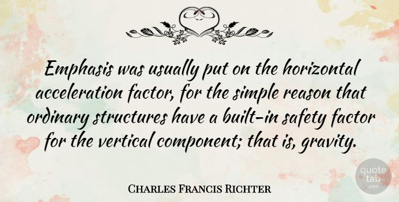 Charles Francis Richter Quote About Emphasis, Factor, Horizontal, Ordinary, Structures: Emphasis Was Usually Put On...