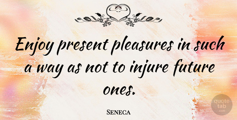Seneca Quote About Future, Injure, Pleasures: Enjoy Present Pleasures In Such...