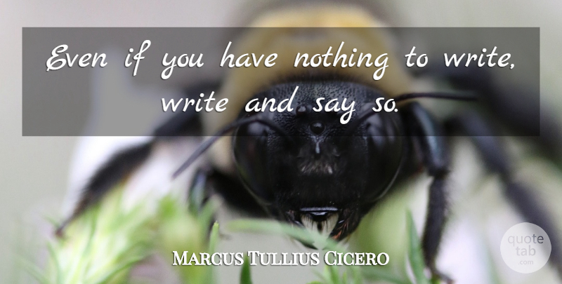 Marcus Tullius Cicero Quote About Philosophical, Writing, Ifs: Even If You Have Nothing...