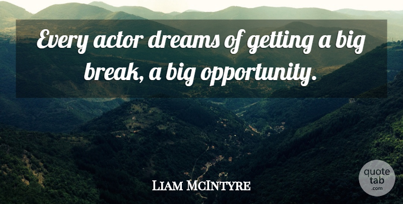 Liam McIntyre Quote About Dream, Opportunity, Actors: Every Actor Dreams Of Getting...