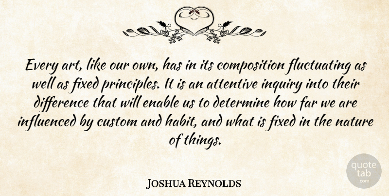 Joshua Reynolds Quote About Art, Differences, Inquiry: Every Art Like Our Own...