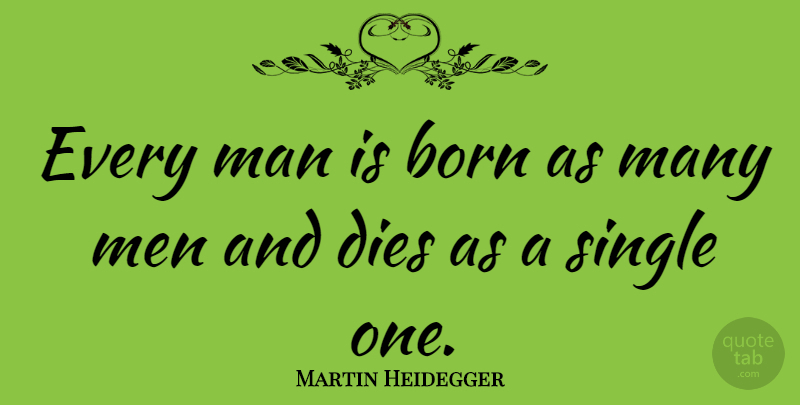 Martin Heidegger Quote About Death, Truth, Philosophical: Every Man Is Born As...