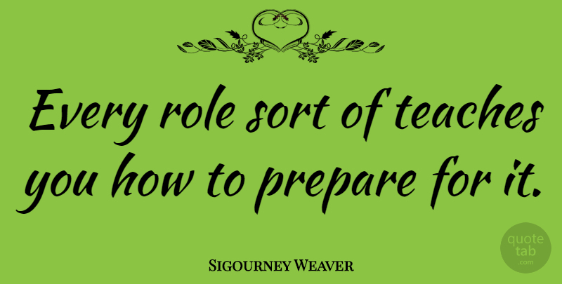 Sigourney Weaver Quote About Roles, Teach: Every Role Sort Of Teaches...