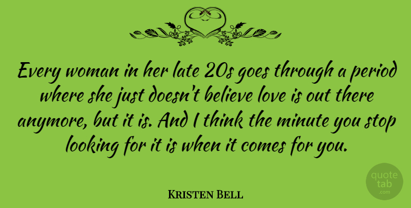 Kristen Bell Quote About Believe, Love Is, Thinking: Every Woman In Her Late...