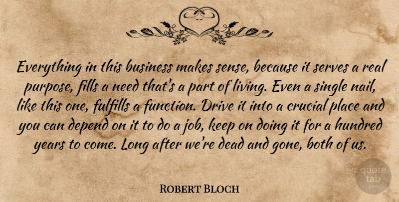 Robert Bloch Quote About Jobs, Real, Years: Everything In This Business Makes...