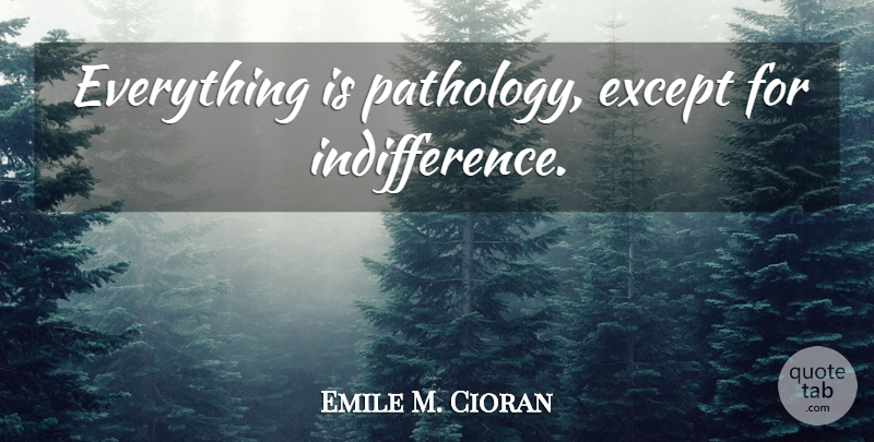 Emile M. Cioran Quote About Indifference, Pathology: Everything Is Pathology Except For...