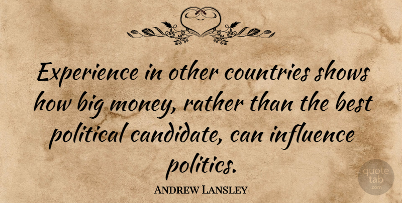 Andrew Lansley Quote About Best, Countries, Experience, Influence, Money: Experience In Other Countries Shows...
