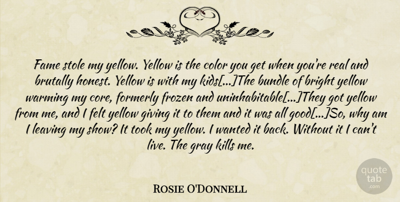 Rosie O'Donnell Quote About Real, Kids, Color: Fame Stole My Yellow Yellow...