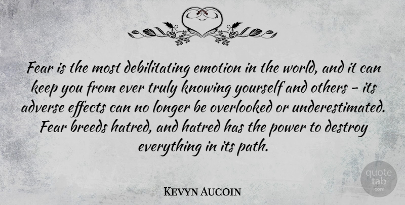 Kevyn Aucoin Quote About Knowing, Adverse Effects, Hatred: Fear Is The Most Debilitating...