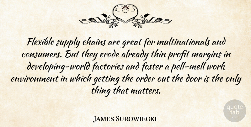 James Surowiecki Quote About Doors, Order, World: Flexible Supply Chains Are Great...