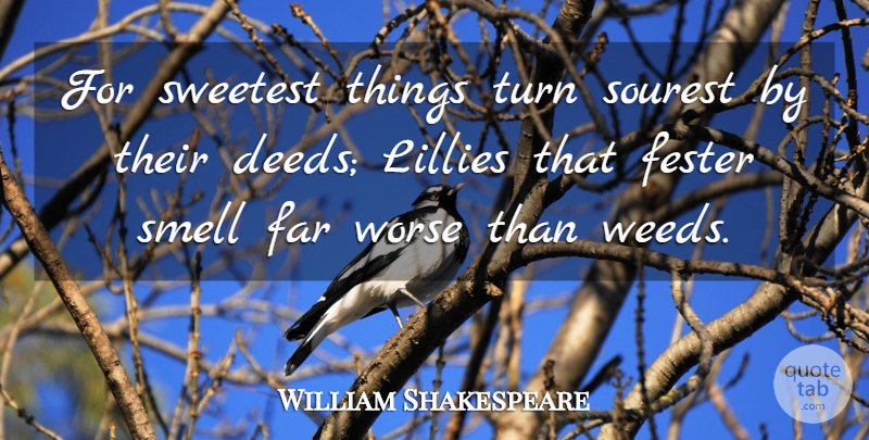 William Shakespeare Quote About Weed, Smell, Deeds: For Sweetest Things Turn Sourest...