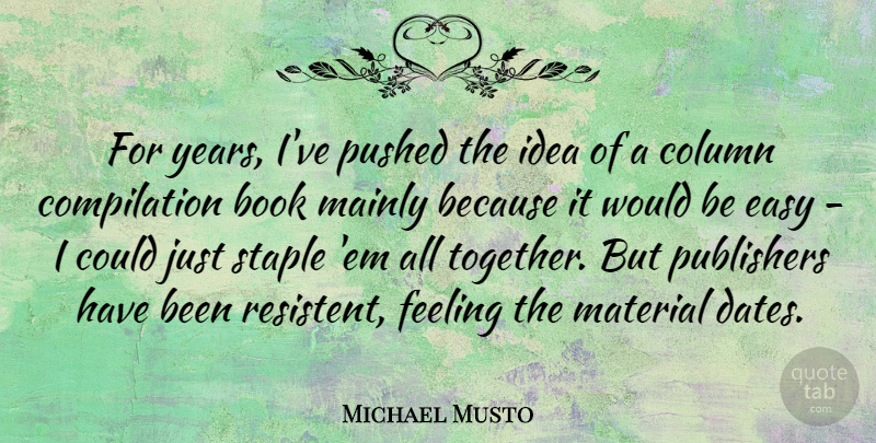 Michael Musto Quote About Book, Years, Ideas: For Years Ive Pushed The...