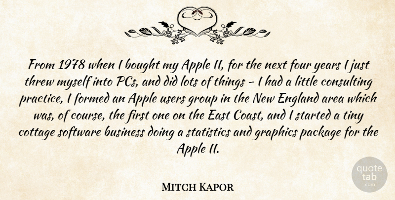 Mitch Kapor Quote About Apple, Area, Bought, Business, Consulting: From 1978 When I Bought...
