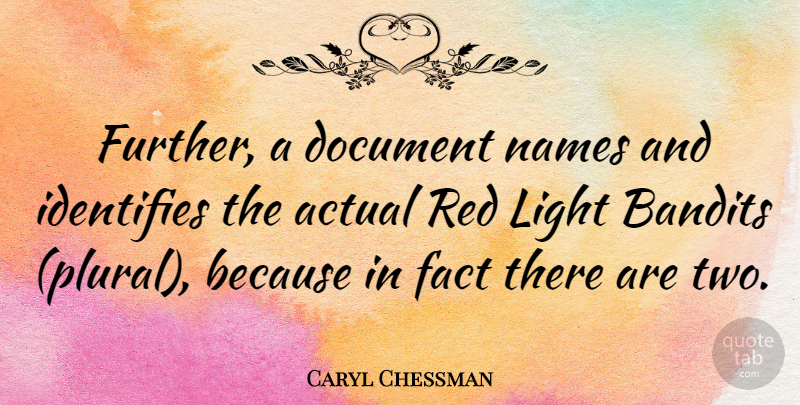 Caryl Chessman Quote About Names, Two, Light: Further A Document Names And...