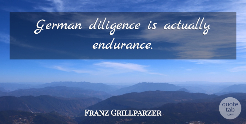 Franz Grillparzer Quote About Endurance, Criminals, Diligence: German Diligence Is Actually Endurance...